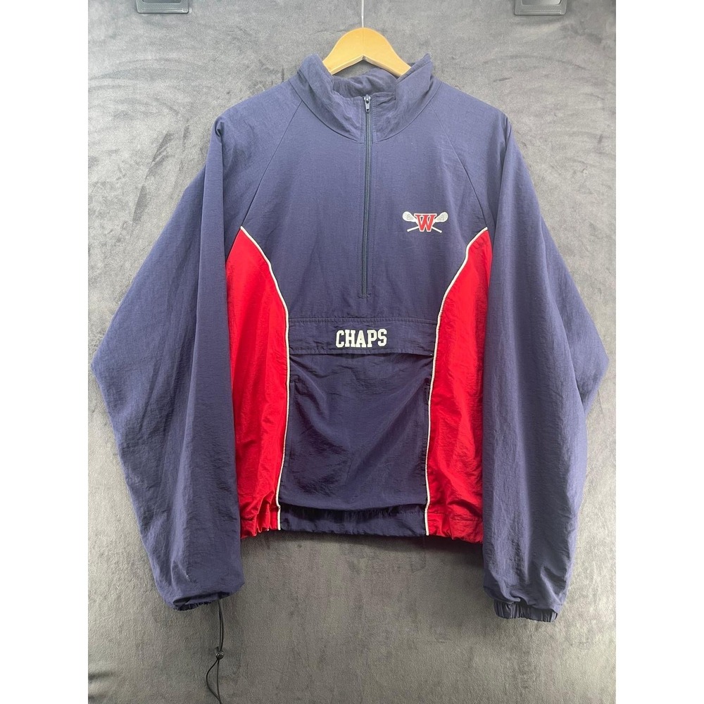 Vintage Chaps Westlake Lacrosse Windbreaker Jacket Navy Red Mens Medium USA Made